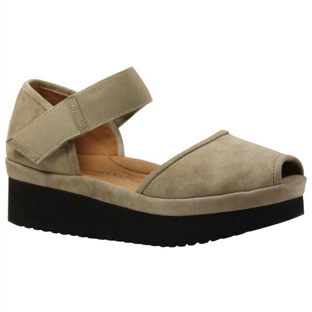 NEW L'AMOUR DES PIEDS women's amadour platform sandal in taupe suede